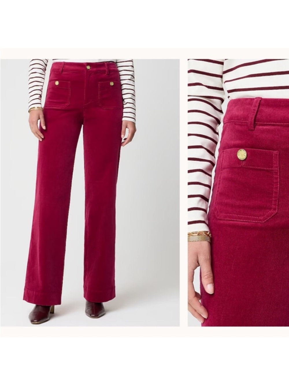 J. Crew Lizzie Patch Pocket Wide Leg Corduroy Pants